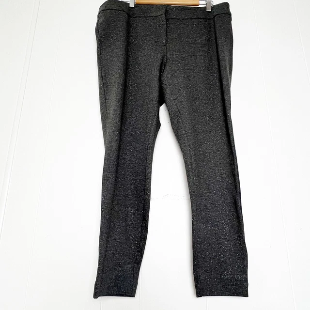Loft Plus Grey Silver Glitter Cropped Flat Front Pants Women’s Size 18