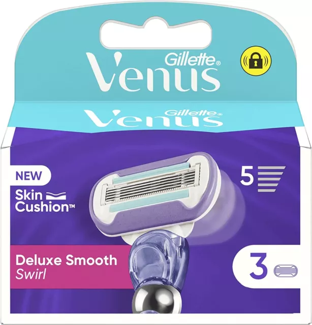 Pack 3 Lames Gillette VENUS " Deluxe Smooth Swirl " Recharges Rasoir Femme 5*