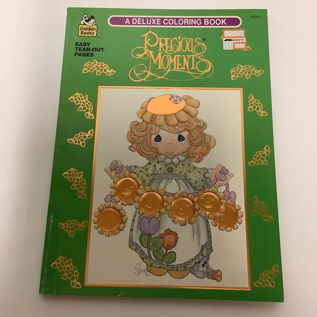 Precious Simps VINTAGE PRECIOUS MOMENTS Deluxe Coloring Book Vintage Golden Unused ...