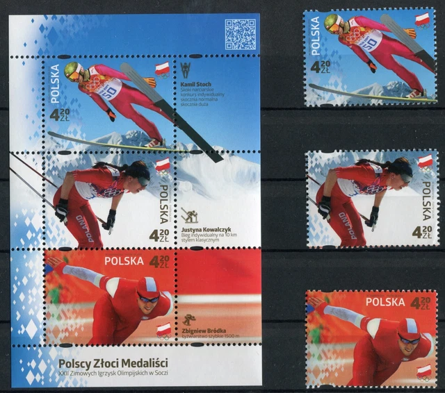 Polen Block Nr. 225 + Nr. 4671 - 4673 postfrisch Olympische Winterspiele 2014