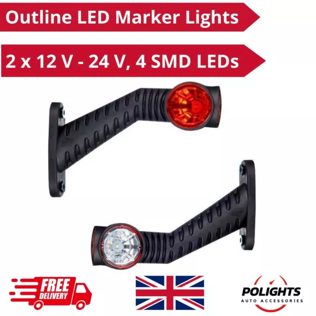 2x 12/24V Outline Led Lights Recovery Side Markers E-Marked Chassis Horsebox Bus