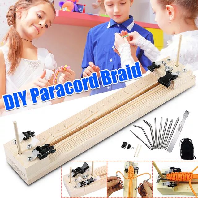 DIY Wood Paracord Bracelet Maker Wristband Braided Jig Weaving Needles Tool Kits