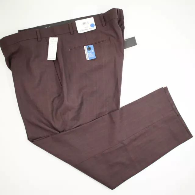 Geoffrey Beene Mens Dress Pants 52x30 Burgundy Polyester Blend $88 NEW!