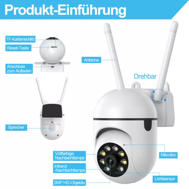 ✅Lot 4x WIFI IP NETZWERK CAMERA Outdoor 1080P FUNK WLAN AUßEN ÜBERWACHUNGSKAMERA 3