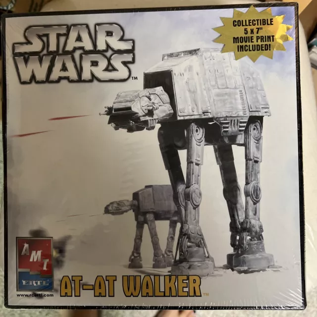  Star Wars At-At Walker Model Kit Amt Ertl Movie Print Poster Htf New Sealed Box