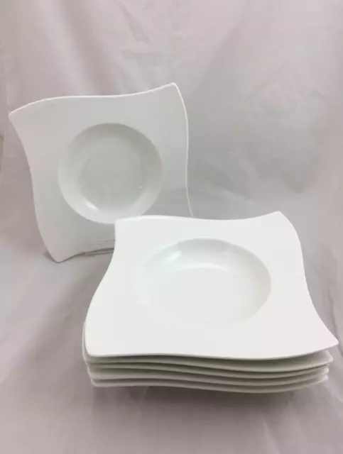 Villeroy & Boch New Wave Soup Plate White Deep Square 24x24cm Set of 6 New* F1