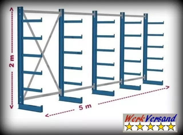 Schwerlastregal Kragarmregal einseitig  Langgutregal metallregal wie Bild Neu