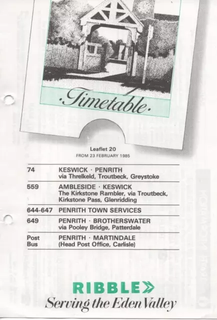 Ribble Bus Fahrplan - 74/559/644/645/646 - Ambleside-Keswick-Penrith - Feb 1985