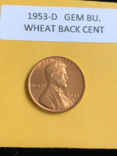1953-D Lincoln Wheat Back Cent, BU, Uncirculated