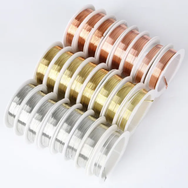 0.2mm-1mm Copper Wire Craft Wire Beaded Cord Wrap DIY Jewelry Making 3Colors