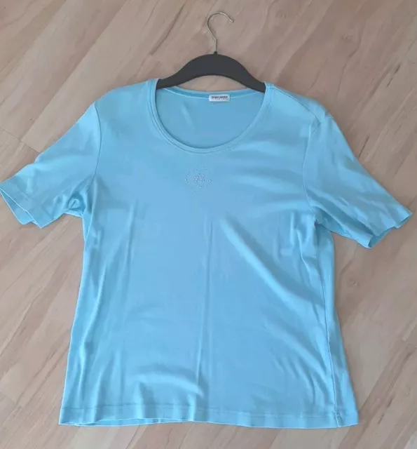 T-Shirt, GERRY WEBER, mit Steinchen, GR. L - 42-44, TÜRKIS - TOP - kaum getragen