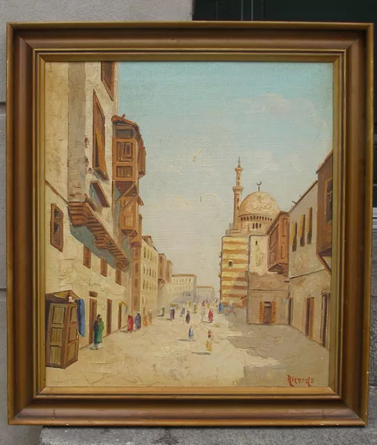 Post impressionist  oil. Street in the Kasbah. Northern Africa. Signed, 1940s.