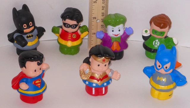 Fisher Price Little People DC Super Heroes 7 Figure Lot Batman Robin Joker Super