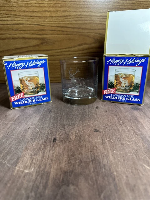 Vintage Imported Canadian Mist Whiskey Rocks Wildlife Series, Lot of 2, Elk