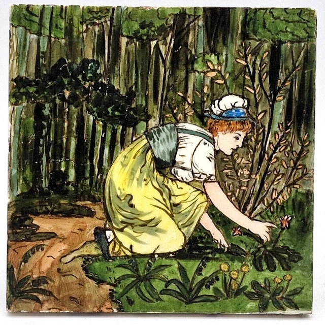 Minton Fireplace Tile Hand Painted Scene From The Baby's Bouquet by Walter Crane
