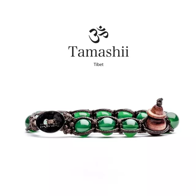 Bracciale Tamashii Originale Tibetano Pietra Agata Verde Bhs 900-12