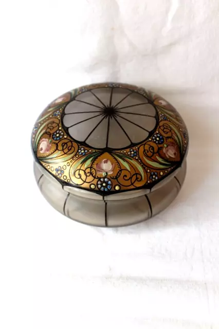 Antique Bohemian Haida large gilt enamel lidded box c 1910