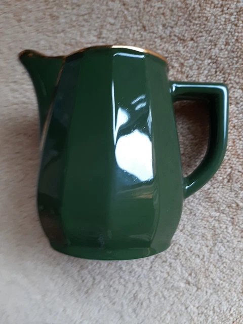 Apilco Green And Gold Jug 3/4 Pint Vgc