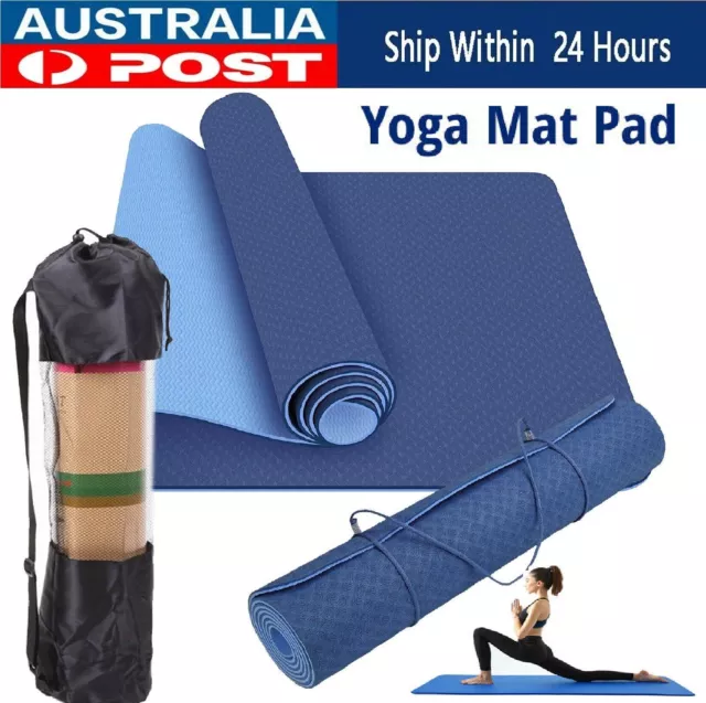 TPE Yoga Mat Eco Friendly Exercise Fitness Gym Pilates Non Slip Dual Layer Matt