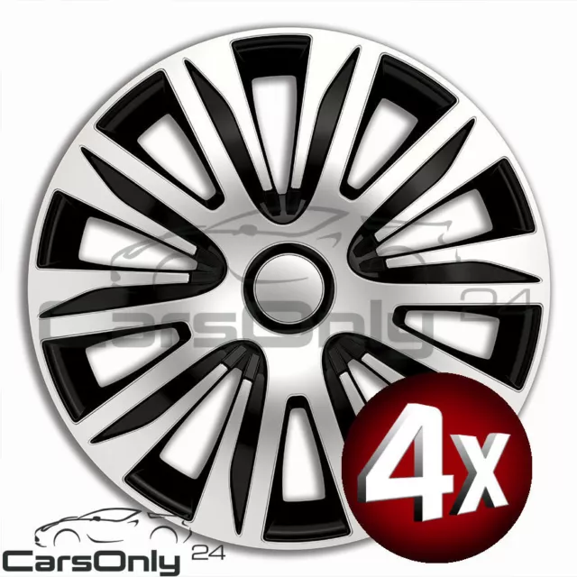 4x RADKAPPEN 16 ZOLL NARDO PRO SCHWARZ/SILBER RADZIERBLENDEN SATZ SET NEU