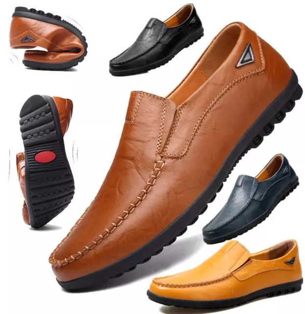 Mens Casual Dress Shoes Leather Soft Loafers Fashion Flat Comfy Driving Sneakers