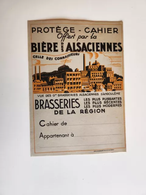 Rare Ancien Protege Cahier Publicitaire Biere D'angoulême Des Alsaciennes