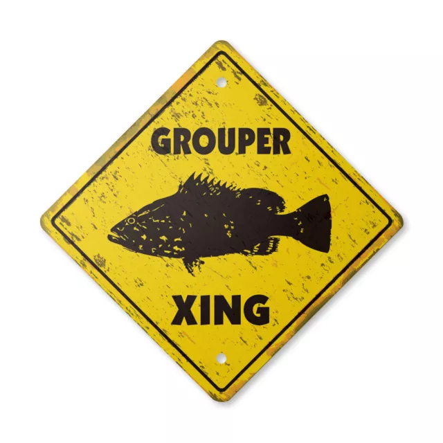 Grouper Vintage Crossing Sign Xing Plastic Rustic florida offshore fishing fishe