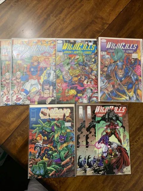 Lot Of 7 Wildcats Image Comic Books #1,1,3,4,14,17,17 Covert Action Team