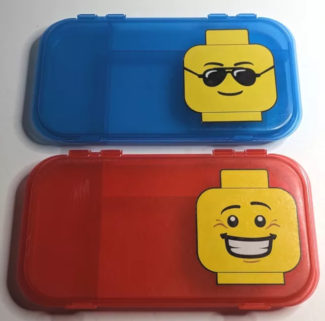 Lego Minifigure Storage Case Carry Box Brick Organizer Cases Blue And Red 2 Set