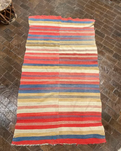 Antique Rio Grande Banded Blanket Circa 1890-1900