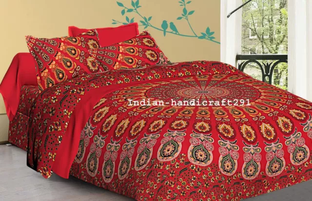 Indian Mandala Duvet Quilt Cover Set Moroccan Hippie Single Double Super King