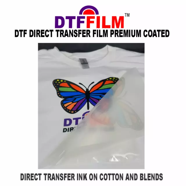 DTF Heat Transfer Film Sheets Hot/Cold Peel  (No Cut) To Print Cotton Light