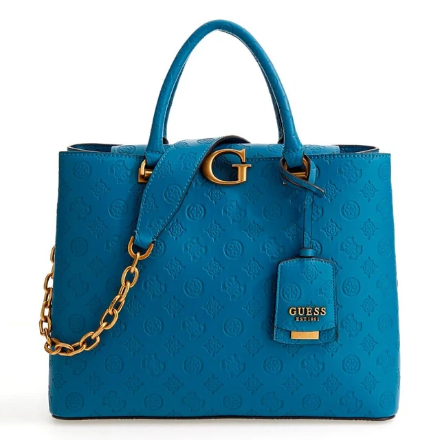 GUESS SAC main G Vibe bleu FEMME Polyur thane NEUF 155 EUROS EUR