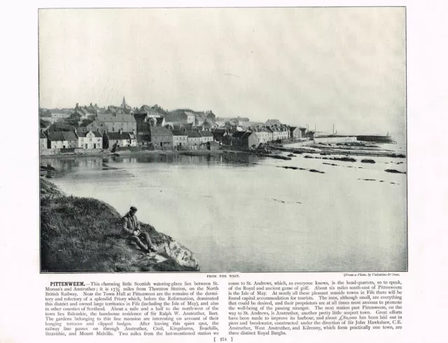 Pittenweem East Neuk Coast Fife Scotland Antique Old Picture Print 1895 RTC#274