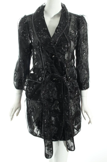 Trench Coat ROSA & ROSE Femme Taille 38 Noir Argenté - Style Extravagant Rétro - Occasion Très Bon état