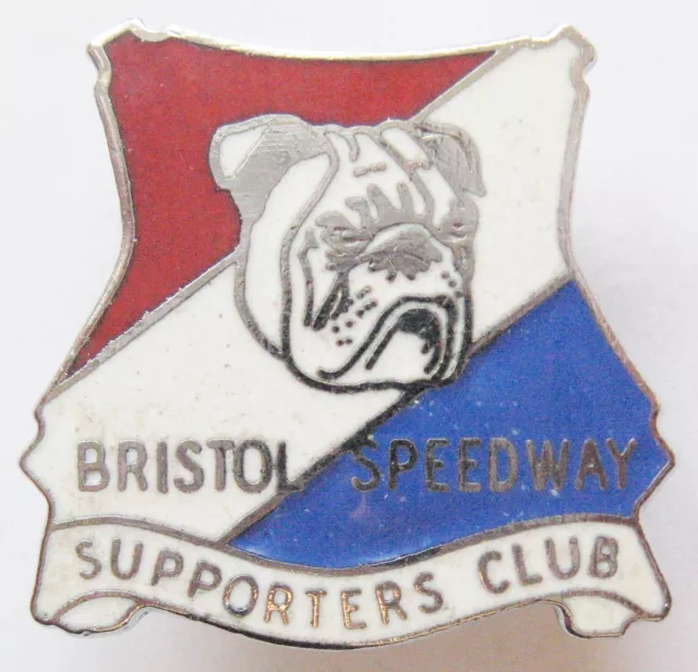 BRISTOL BULLDOGS - Vintage 1980 Enamel Speedway Pin Badge Reeves SUPPORTERS CLUB