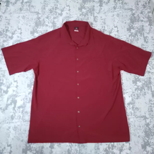 Nike Mens Dri Fit Button-Up Short Sleeve Maroon Red Size XL