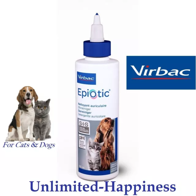 Virbac EpiOtic Ear Cleaner 125 ML - For Dogs & Cats Antibacterial Cleanser Fluid