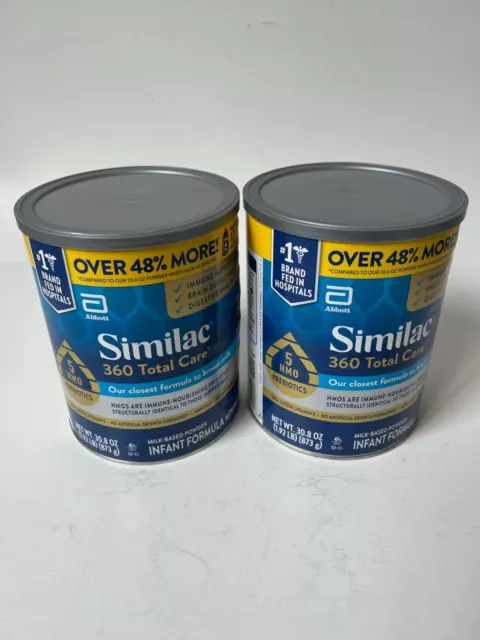 2 big cans Similac 360 Total Care Non-GMO Infant Formula Powder 30.8 oz