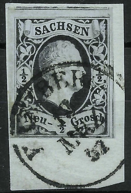 SACHSEN 1851; MiNr. 3b; 1/2 Ngr.; BPP geprüft; K1 FREIBERG; einwandfrei!