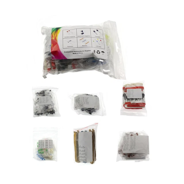 1390PCS 6 Kinds of Components Package Resistor Package Electrolytic Capacit Z1W5