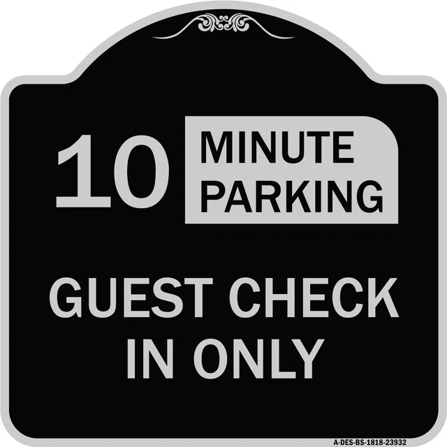 Guest Check in Only, (Choose Your Limit) Minute Parking Black & Silver