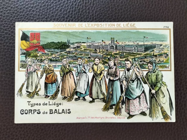 CPA Publicité, Illustrateur, Souvenirs de l'Exposition de Liège, Corps de balais