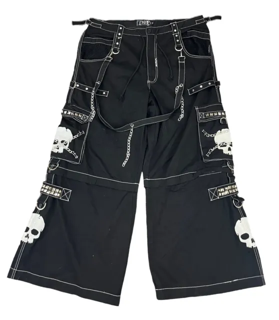 VINTAGE TRIPP NYC Black Skulls Chains Wide Leg Goth Raver Punk Pants ...