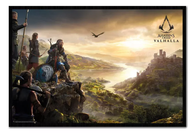 FRAMED Assassins Creed Valhalla Vista Poster Official Licensed 26x38 | UK Seller