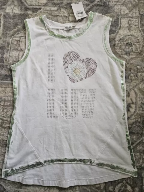 NWT White RUUM Sleeveless Top Girls Size 10 Beaded Accents 3