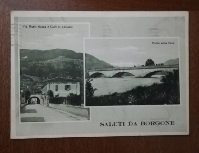 Cartolina Saluti da Borgone -Val di Susa - Torino viaggiata 1939