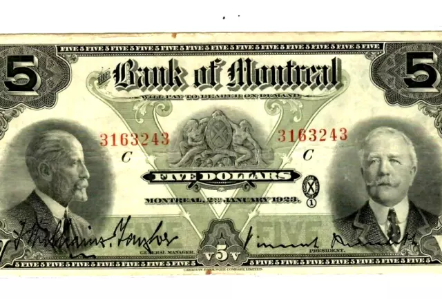 $5 "Bank Of Montreal" (1923) Rare Note!! $5 "Bank Of Montreal"(1923) Crispy!!!!!