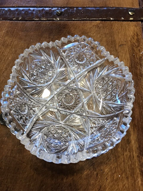 Antique ABP Brilliant Period Cut Glass 6” Bowl - Hobb Star Pattern