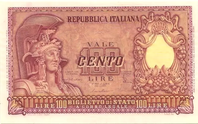 ITALY BANCA D'ITALIA 100 LIRE 1951 P-92b RARE SIGNATURES - GEM CRISP NEW NOTE !